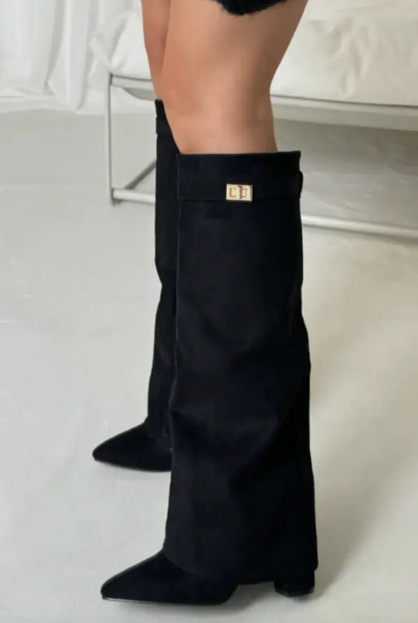 Women's Slim-Heel Tall Leather Boots