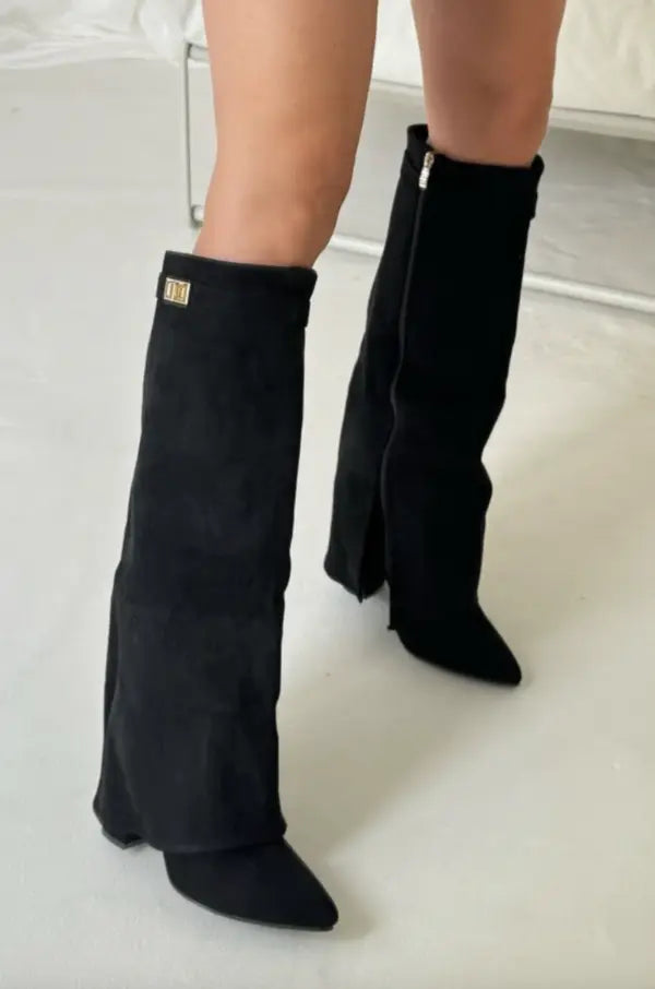 Women's Slim-Heel Tall Leather Boots