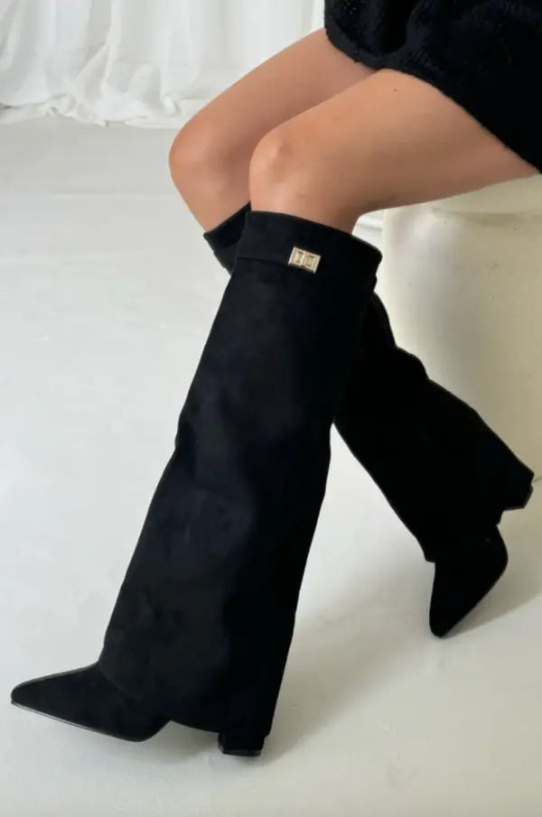Women's Slim-Heel Tall Leather Boots