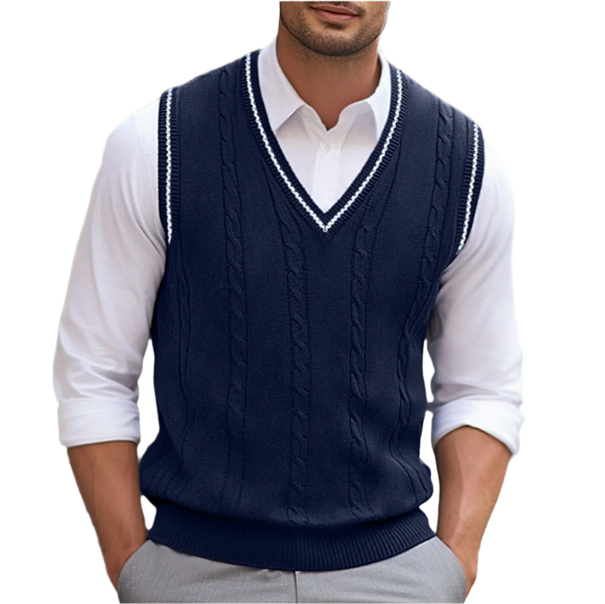 Men's Lightweight Summer V-Neck Knit Tank
