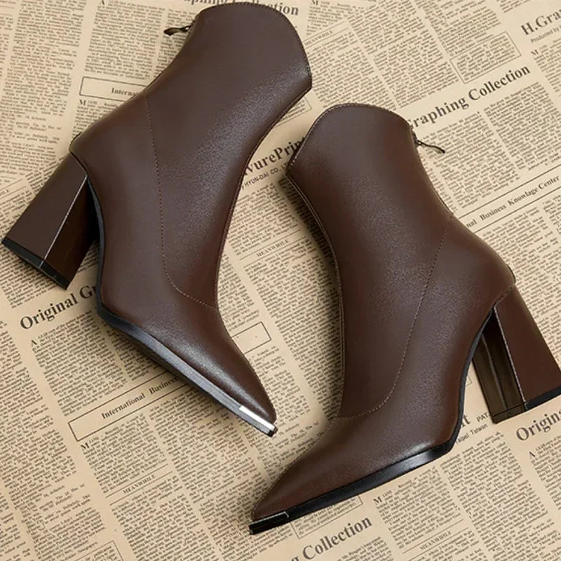 Women's Pointed Block-Heel Ankle Boots