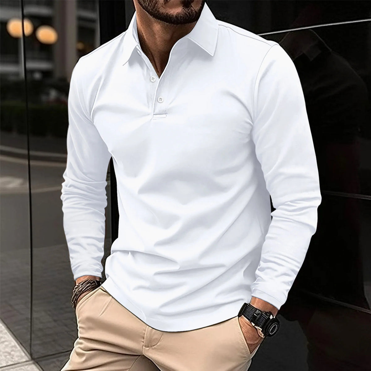Men's Refined Tailored Long Sleeve Polo