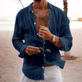 Men's Linen Long Sleeve Beach Shirt