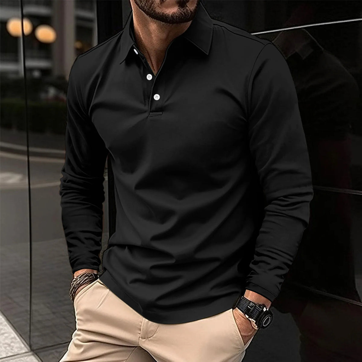 Men's Refined Tailored Long Sleeve Polo