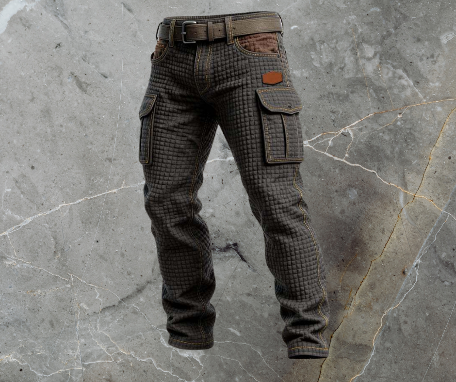 Men's Slim-Fit Textured Quilted Cargo Trousers