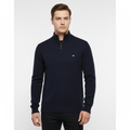 Men's Rib-Knit Funnel Neck Quarter-Zip Jumper