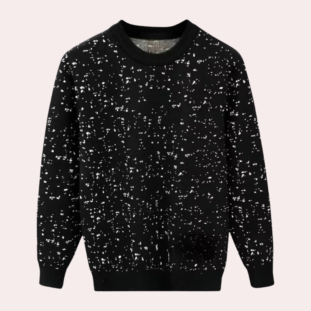 Men's Printed Crew Neck Knit Pullover