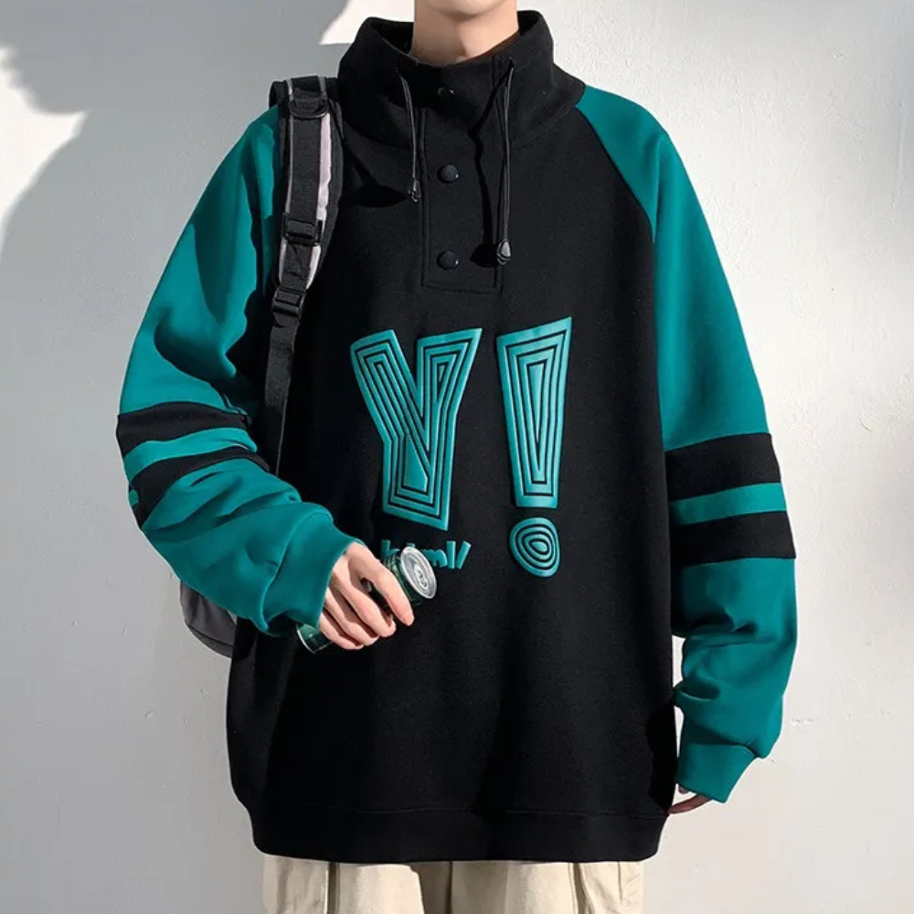 Men's Printed High-Collar Overhead Sweatshirt