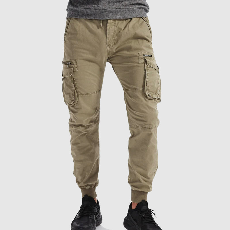 Men's Multi-Pocket Cargo Joggers with Elasticated Waist