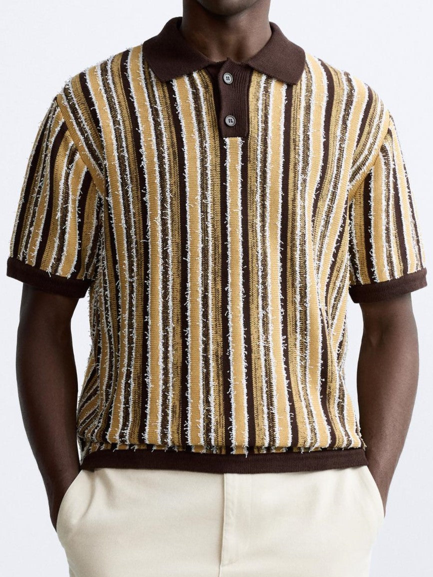 Men's Retro Stripe Knitted Summer Polo
