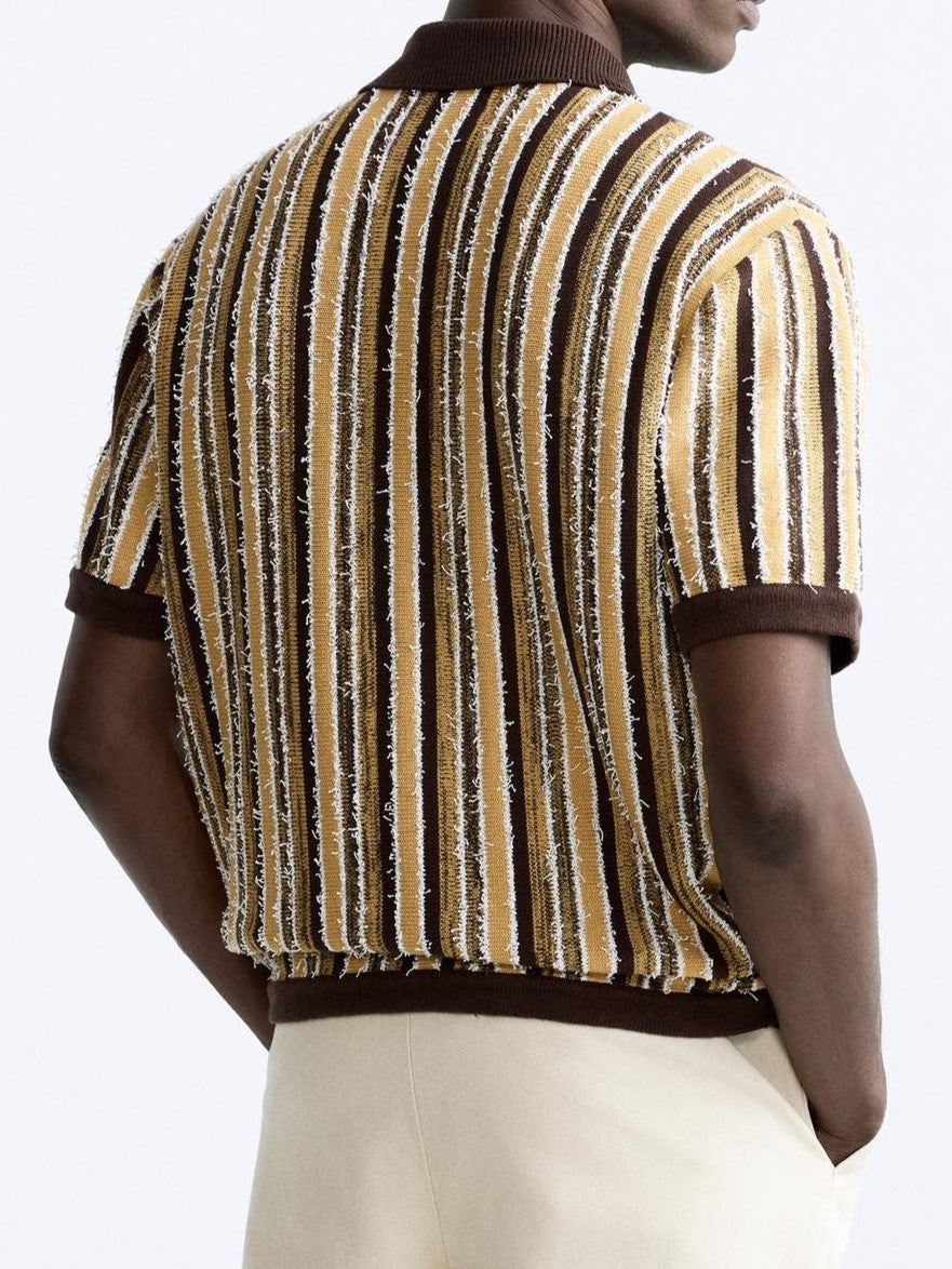 Men's Retro Stripe Knitted Summer Polo
