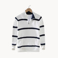 Men's Striped Knit Quarter-Zip Pullover