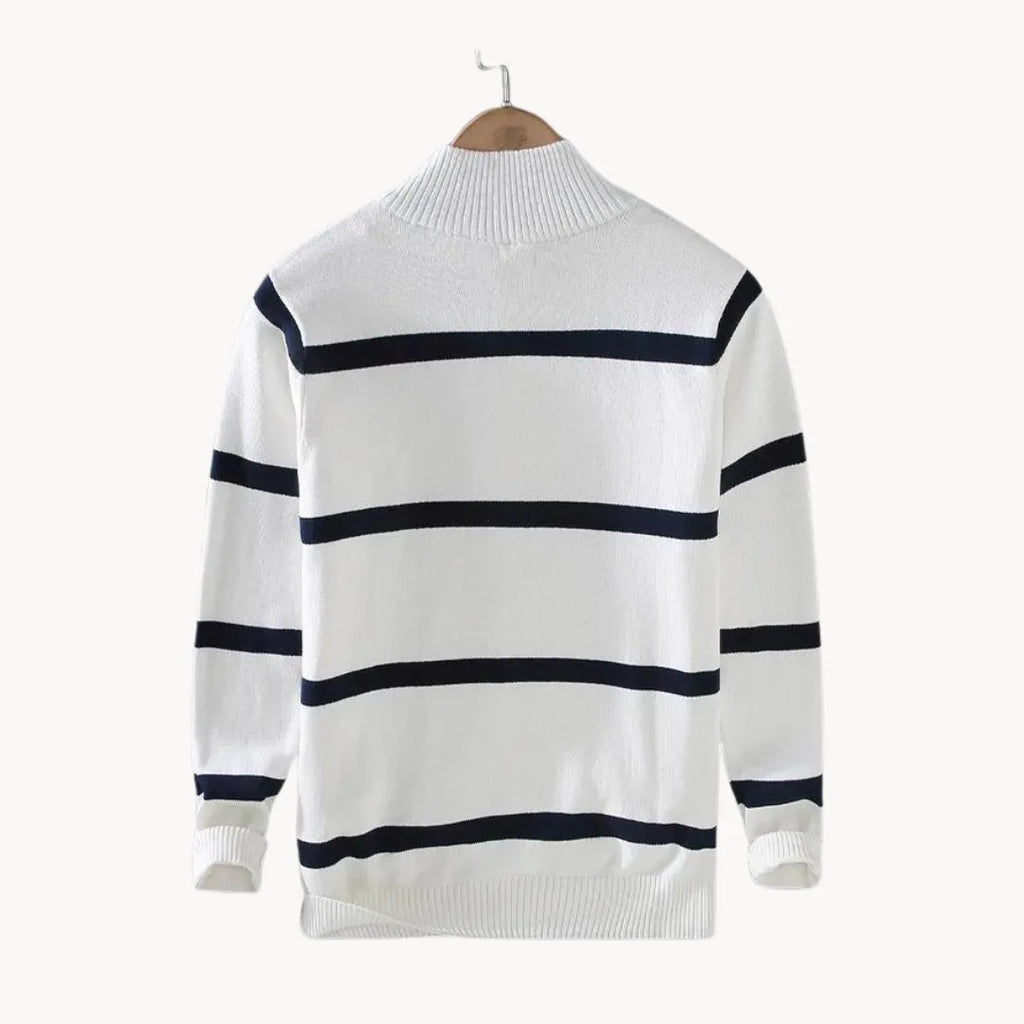 Men's Striped Knit Quarter-Zip Pullover