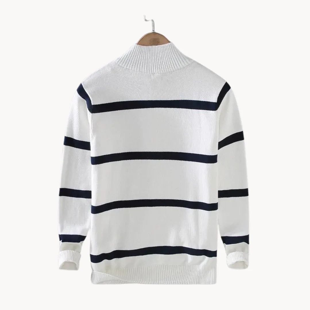 Men's Striped Knit Quarter-Zip Pullover