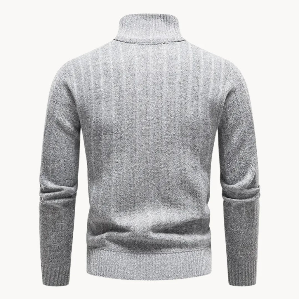 Men's Ribbed Stand Collar Quarter-Zip Pullover