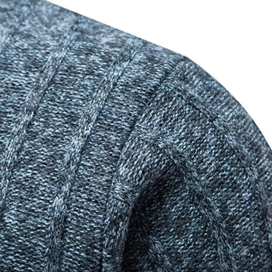 Men's Ribbed Stand Collar Quarter-Zip Pullover