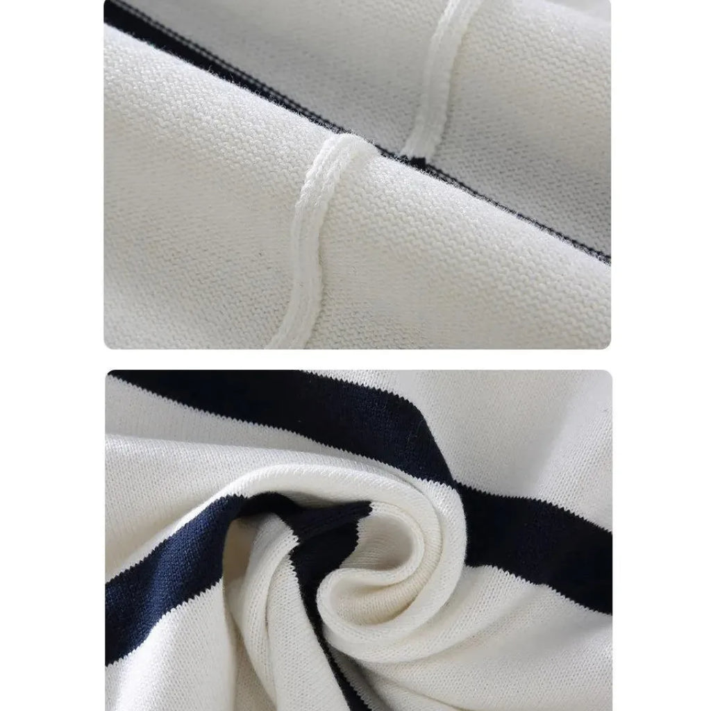 Men's Striped Knit Quarter-Zip Pullover