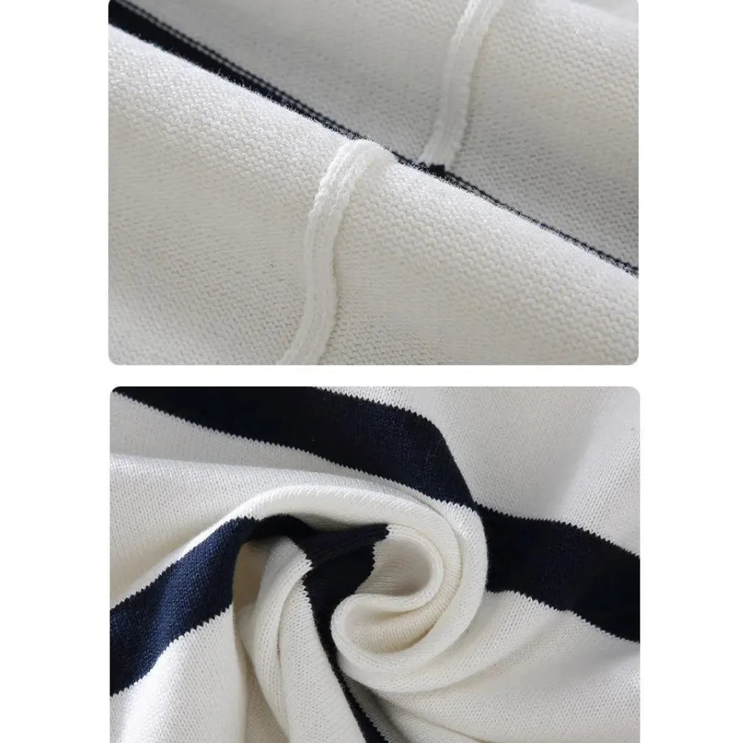 Men's Striped Knit Quarter-Zip Pullover