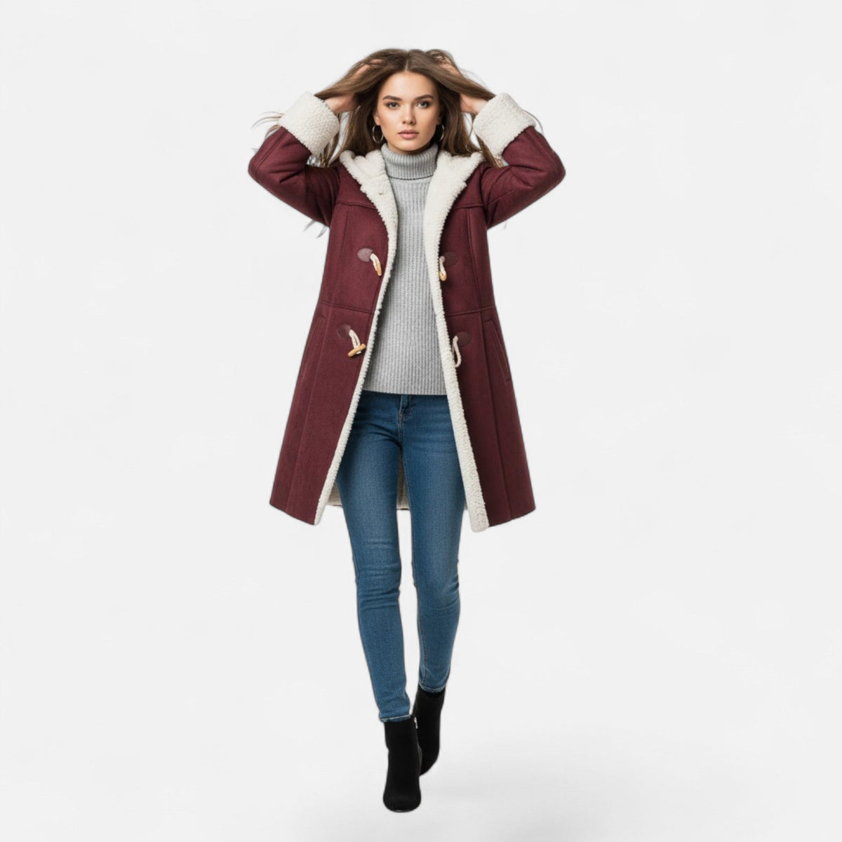 Women's Button-Through Hooded Winter Topcoat