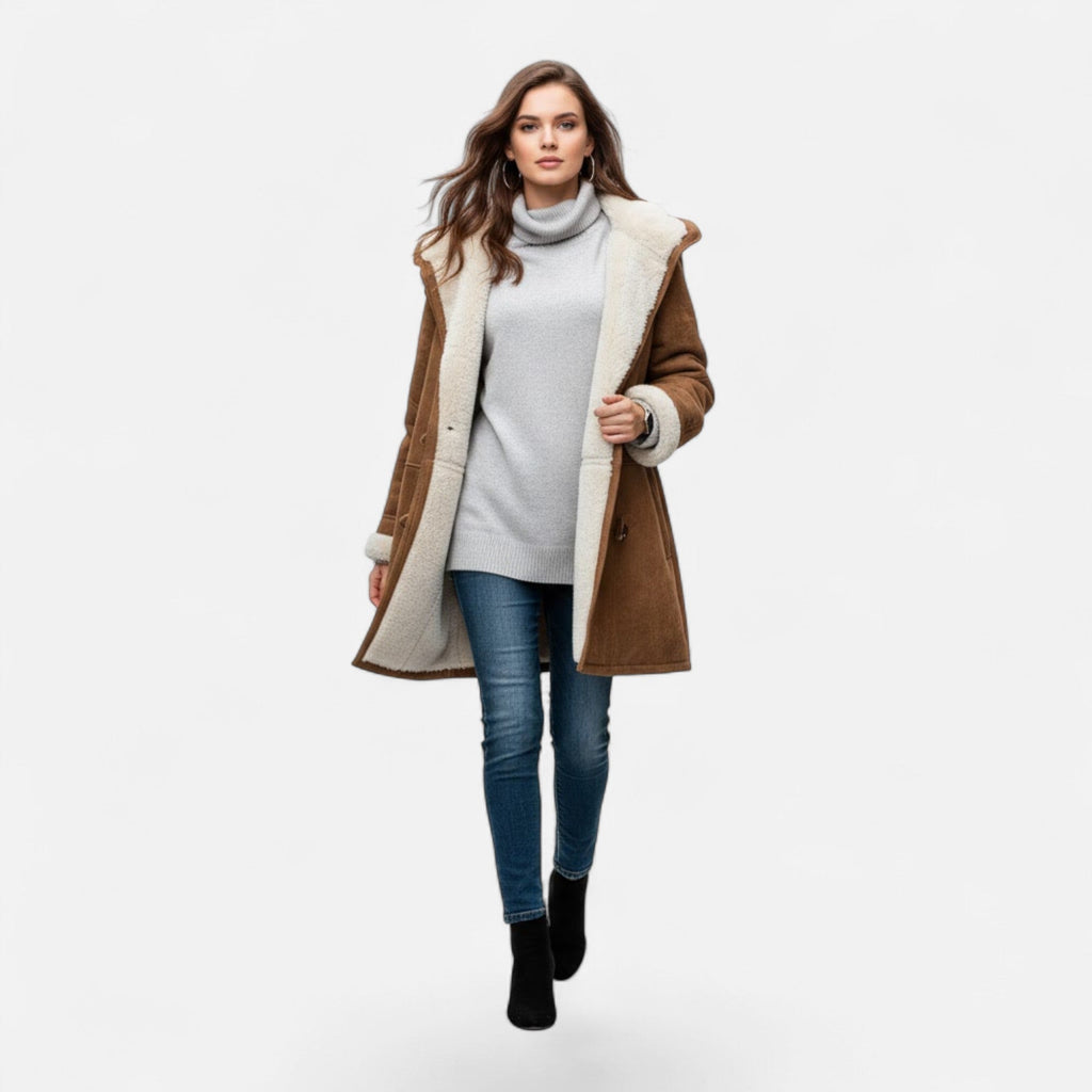 Women's Button-Through Hooded Winter Topcoat