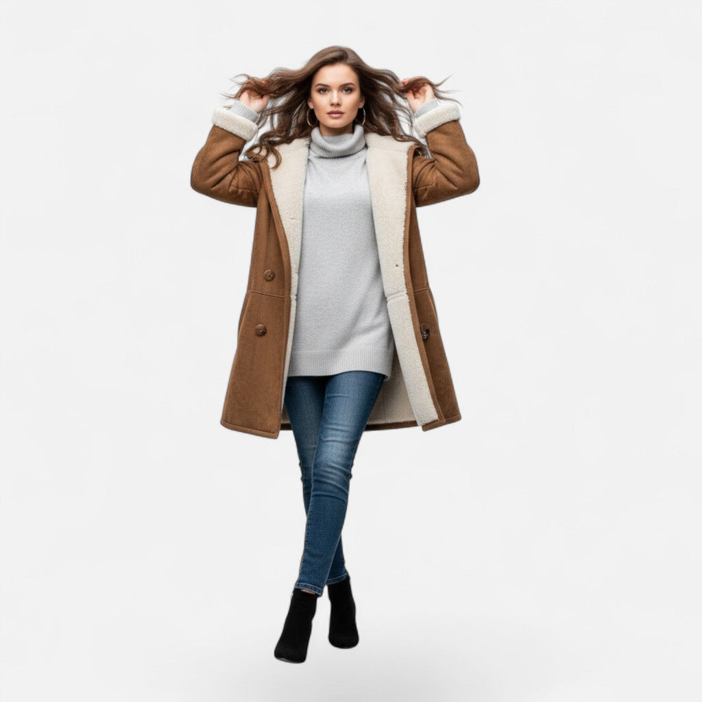 Women's Button-Through Hooded Winter Topcoat