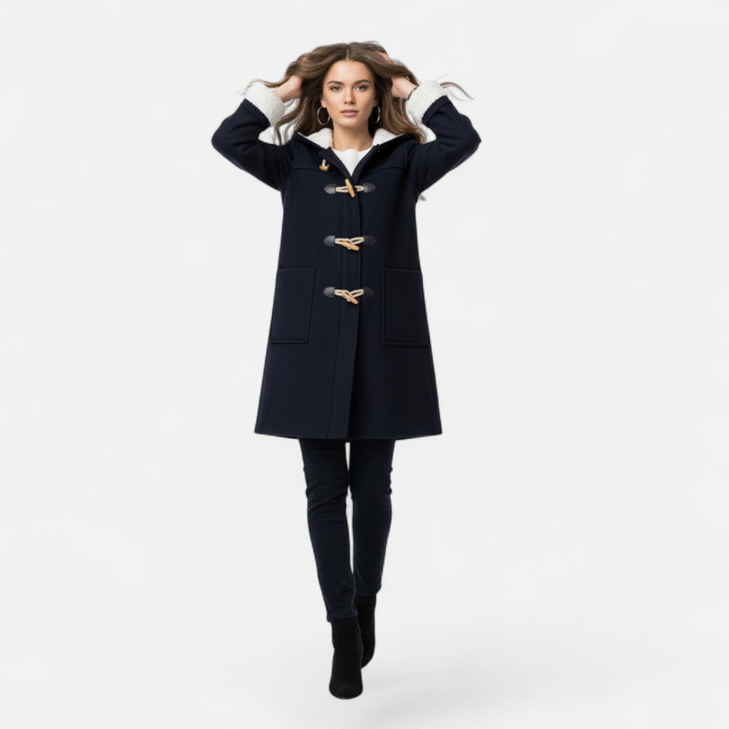 Women's Button-Through Hooded Winter Topcoat