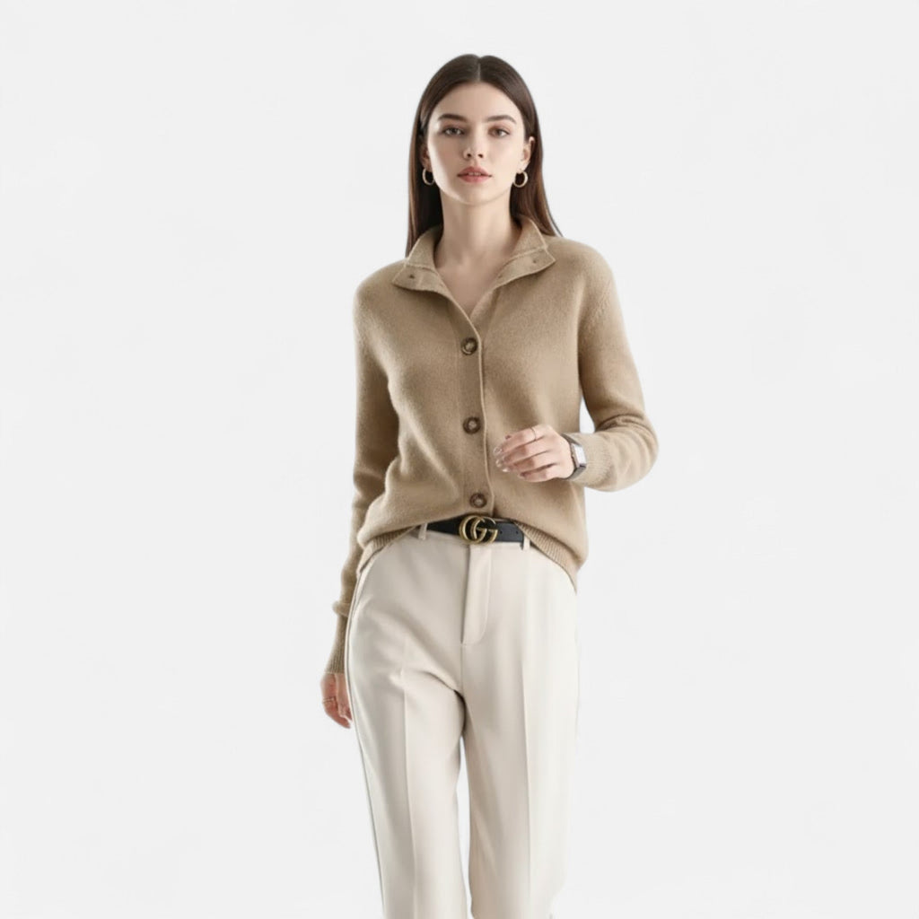 Women's Short Knitted Stand-Collar Topcoat