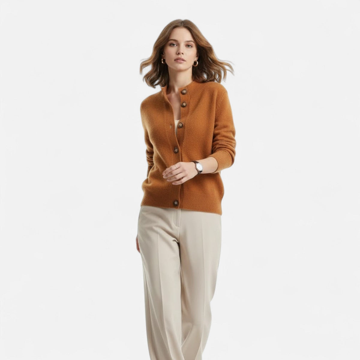 Women's Short Knitted Stand-Collar Topcoat
