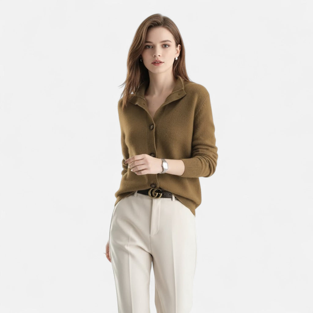 Women's Short Knitted Stand-Collar Topcoat