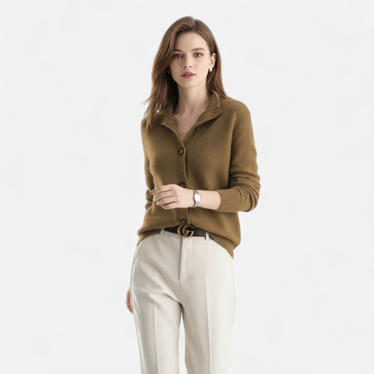 Women's Short Knitted Stand-Collar Topcoat