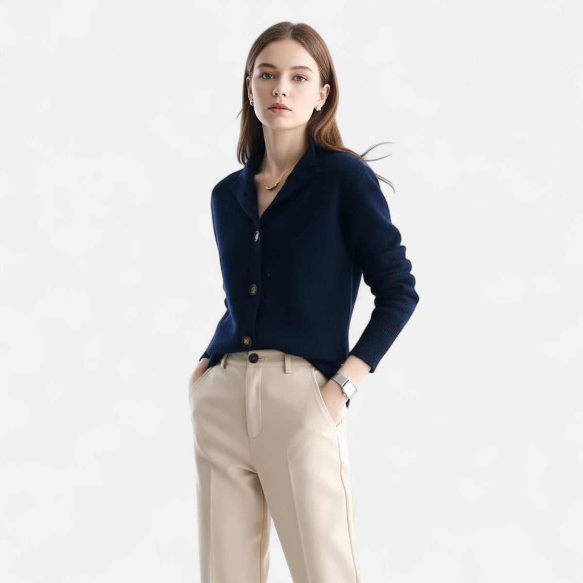 Women's Short Knitted Stand-Collar Topcoat