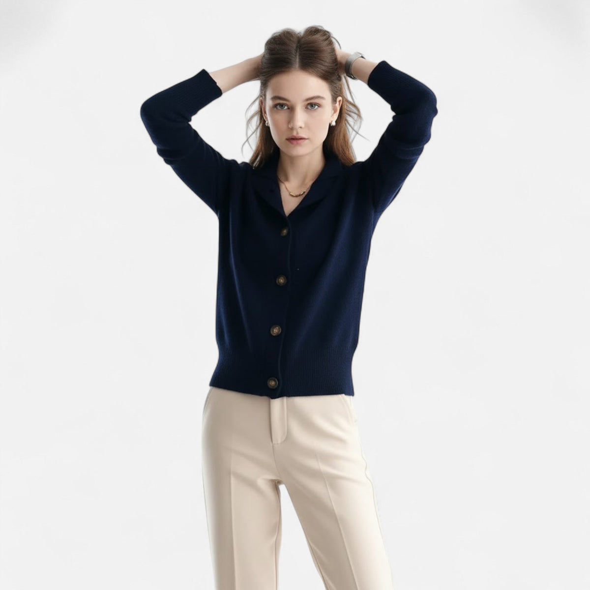 Women's Short Knitted Stand-Collar Topcoat