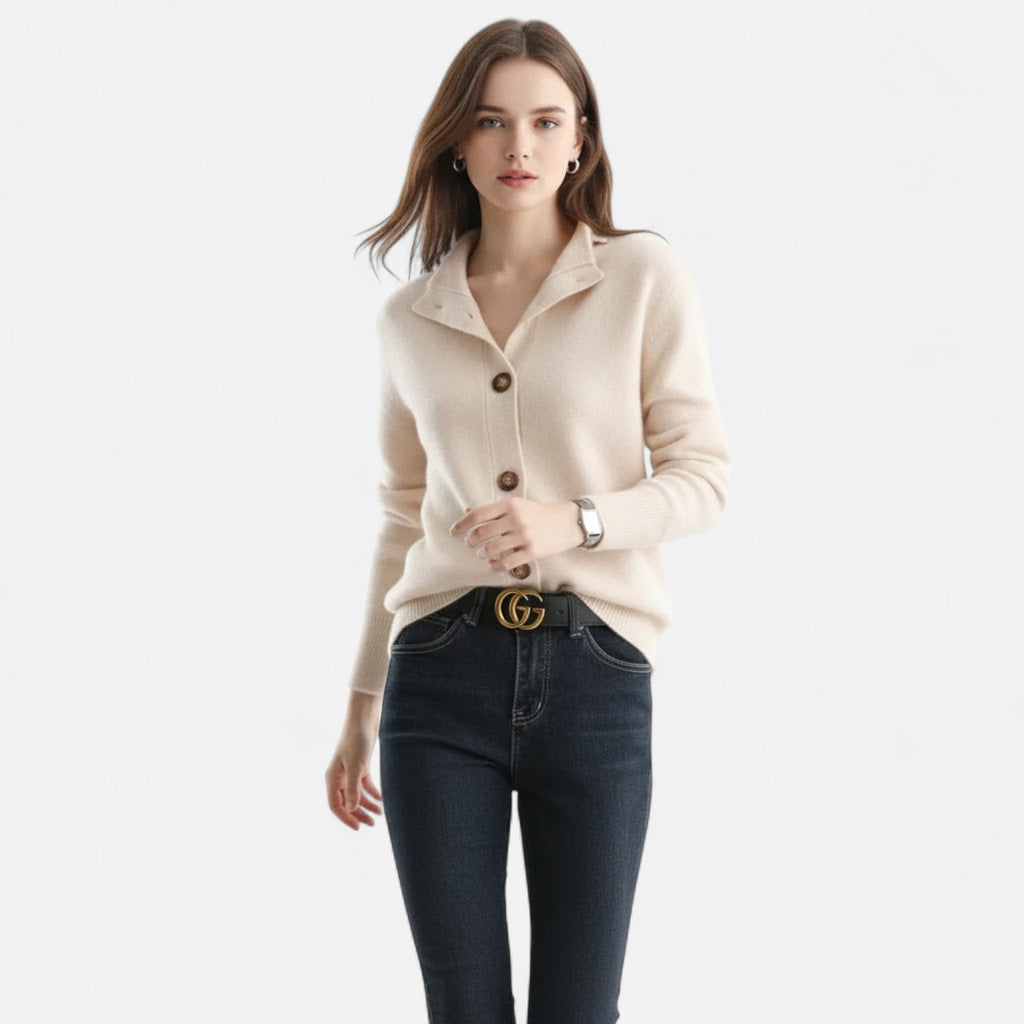 Women's Short Knitted Stand-Collar Topcoat