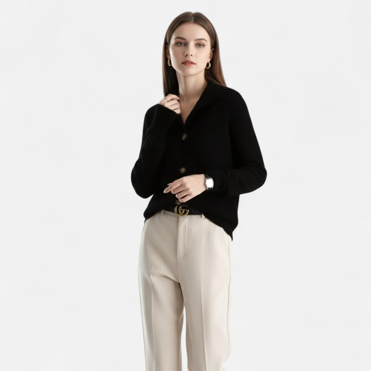Women's Short Knitted Stand-Collar Topcoat