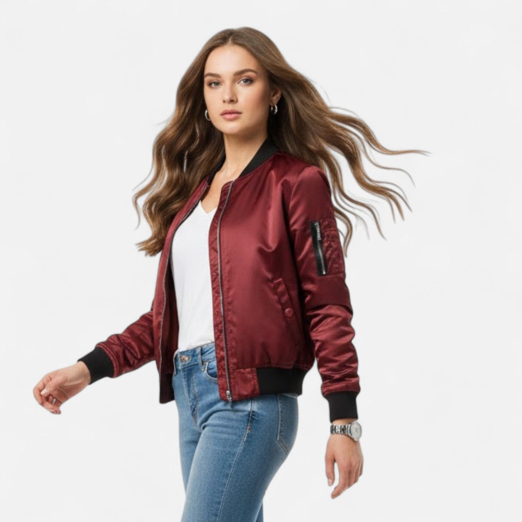 Women's Retro Zip-Through Blouson Jacket