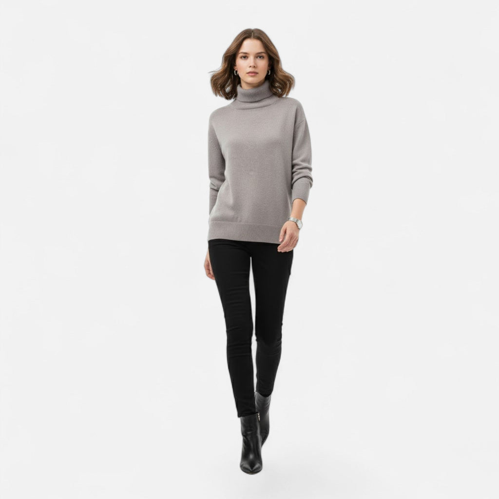 Women's Thick Knit Oversized Woollen Polo Neck Pullover