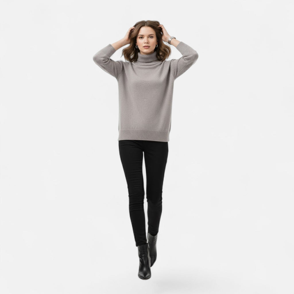 Women's Thick Knit Oversized Woollen Polo Neck Pullover