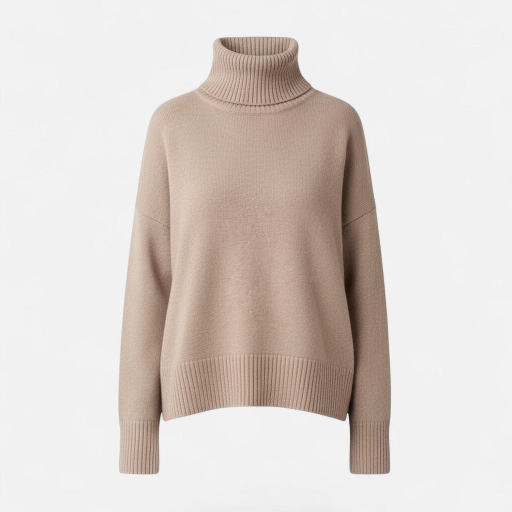 Women's Thick Knit Oversized Woollen Polo Neck Pullover