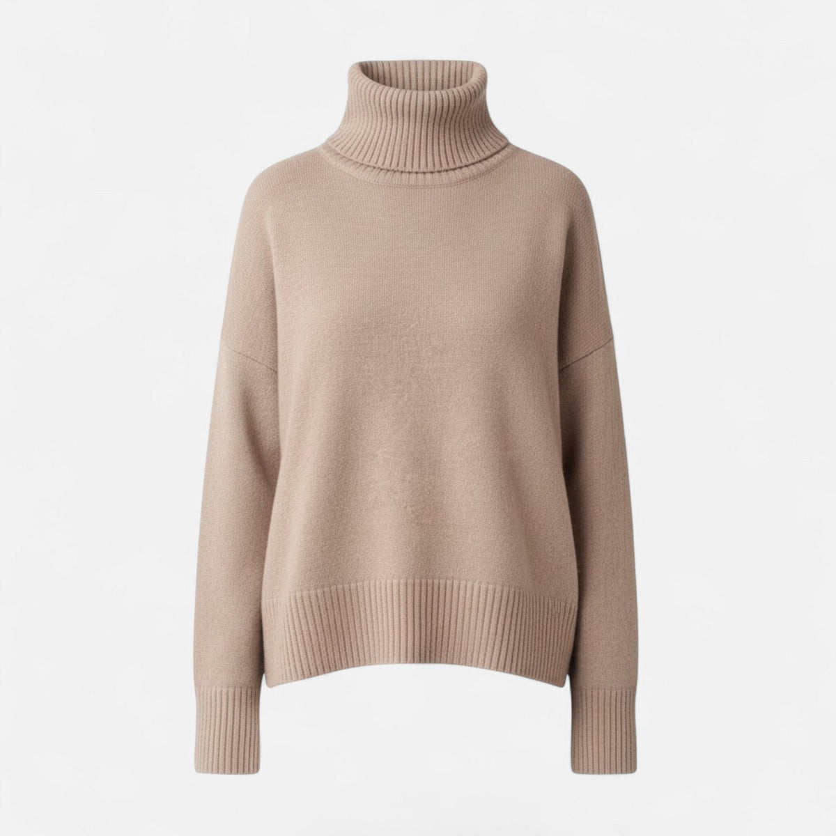 Women's Thick Knit Oversized Woollen Polo Neck Pullover