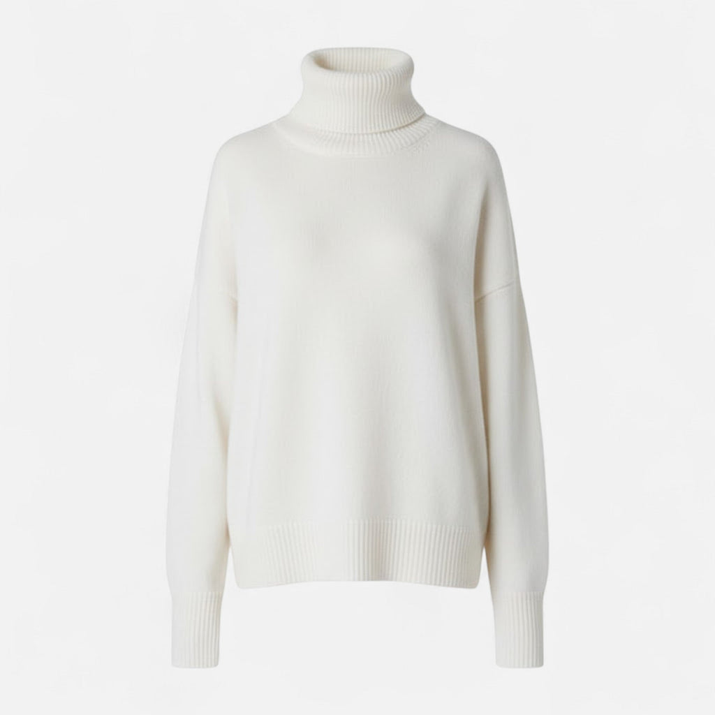 Women's Thick Knit Oversized Woollen Polo Neck Pullover