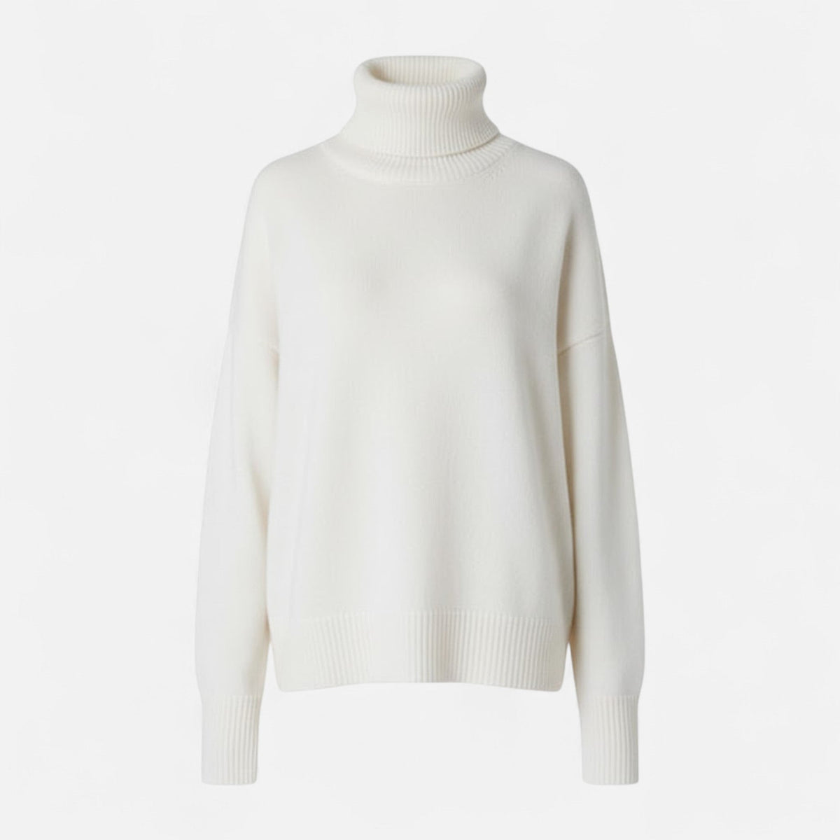 Women's Thick Knit Oversized Woollen Polo Neck Pullover