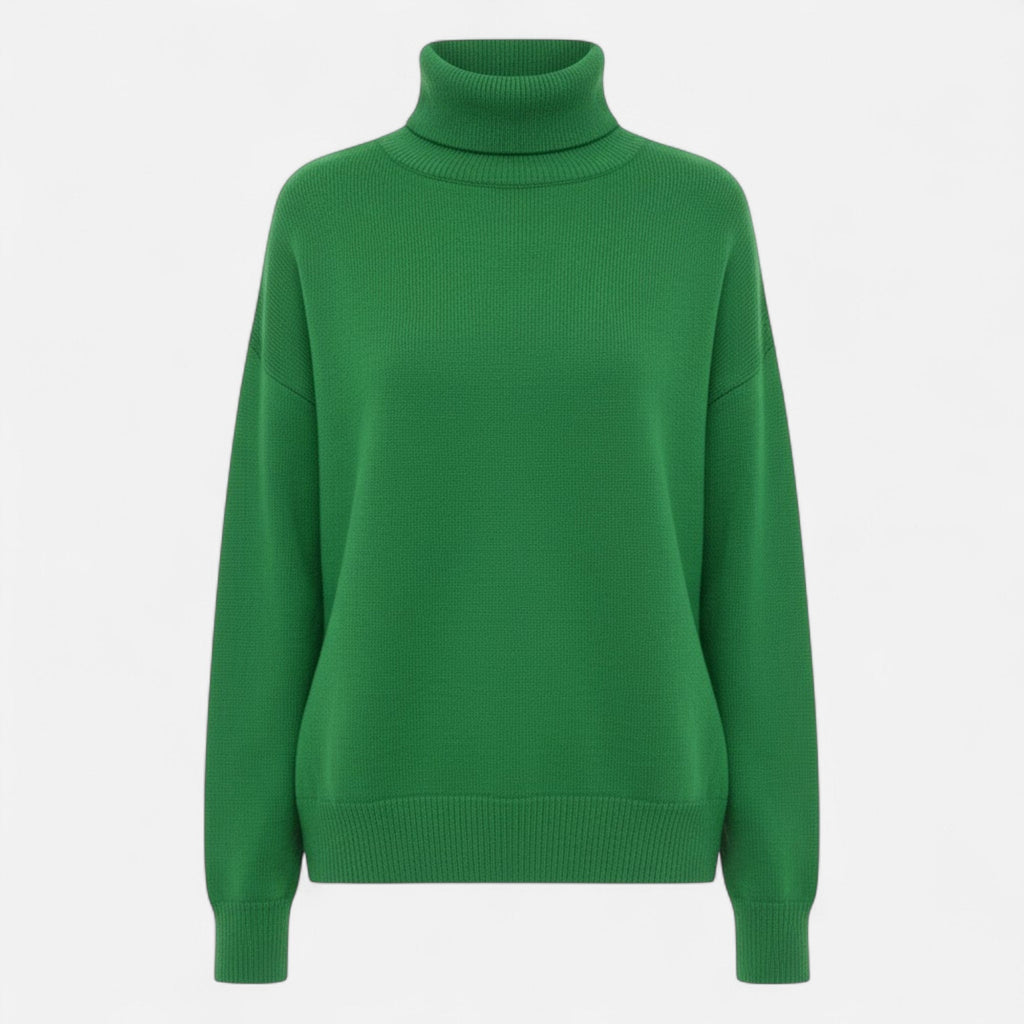 Women's Thick Knit Oversized Woollen Polo Neck Pullover