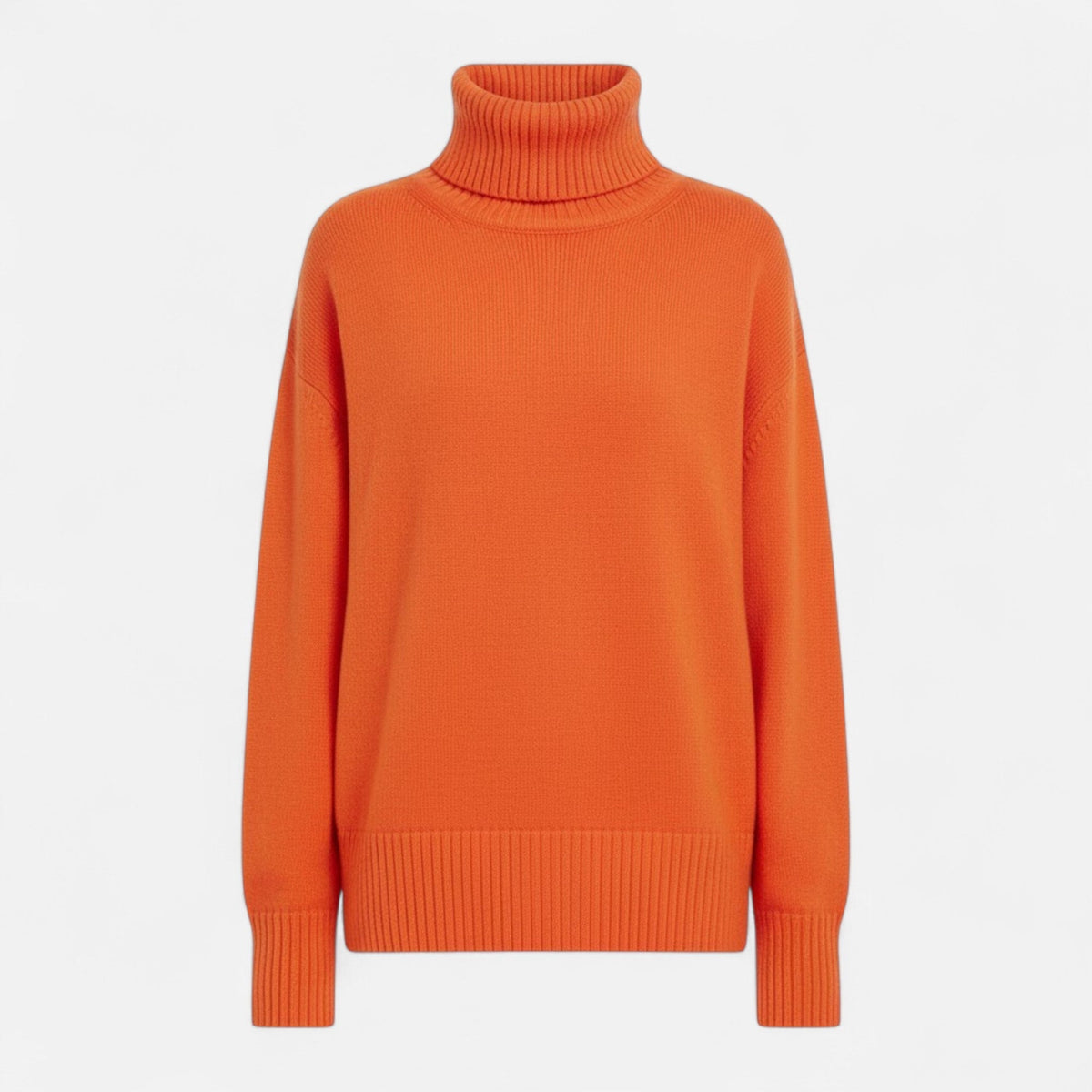 Women's Thick Knit Oversized Woollen Polo Neck Pullover