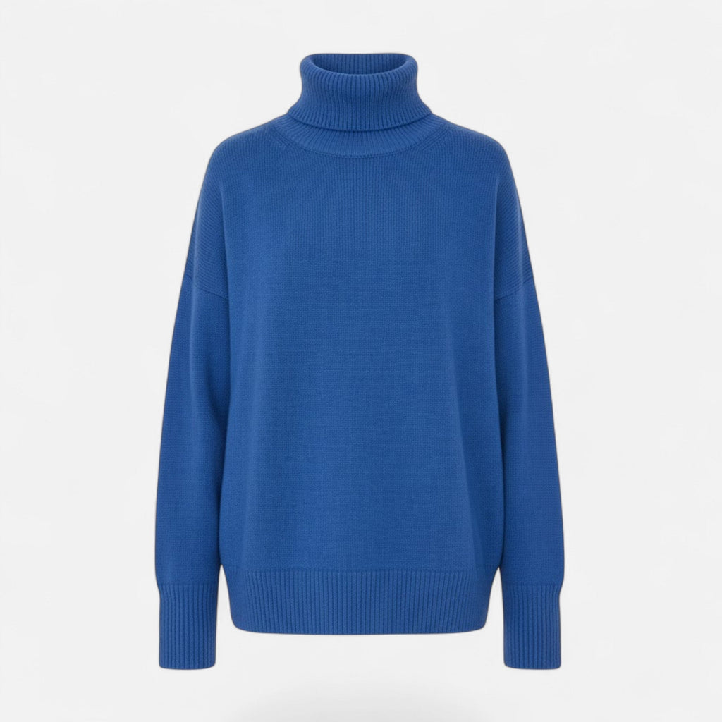 Women's Thick Knit Oversized Woollen Polo Neck Pullover