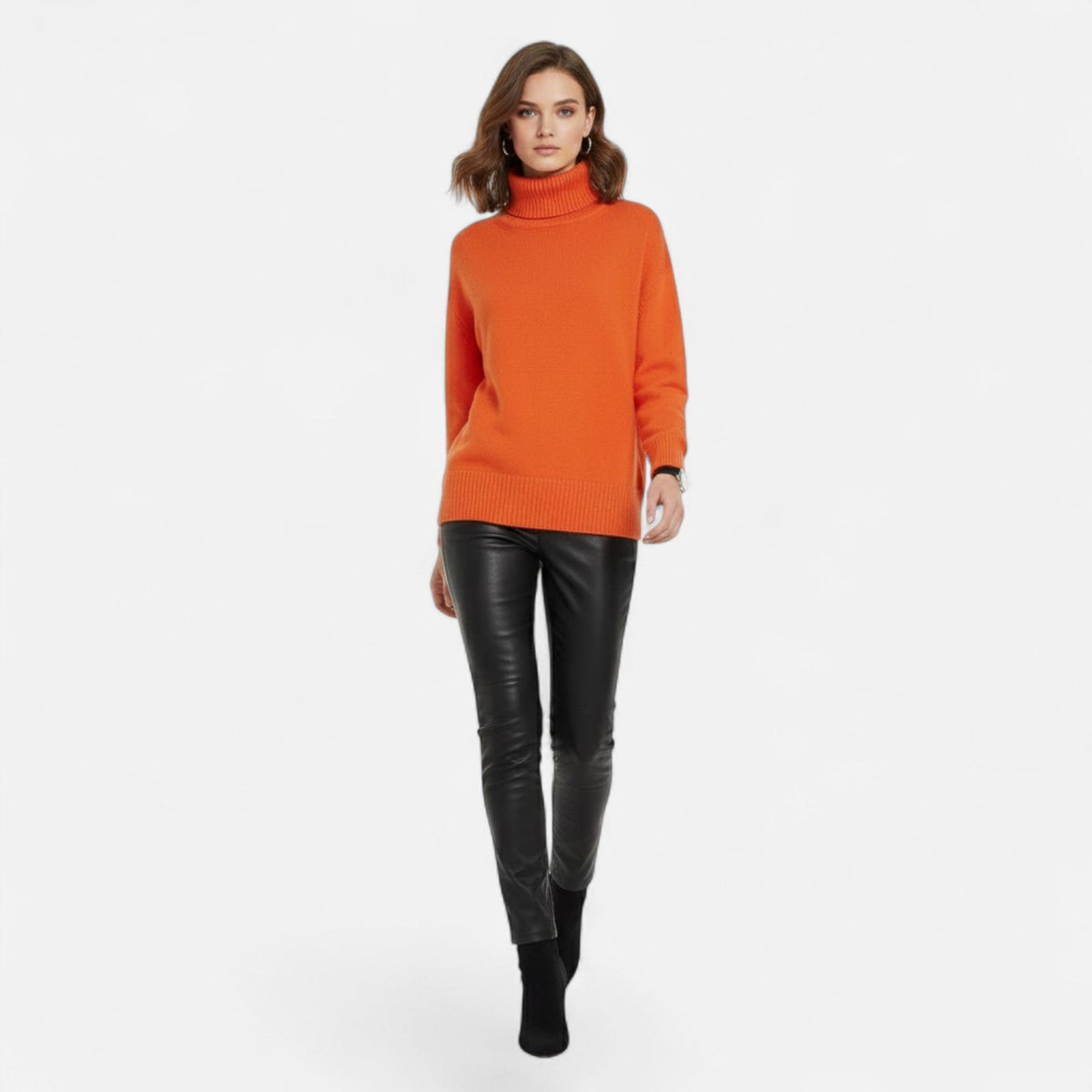 Women's Thick Knit Oversized Woollen Polo Neck Pullover