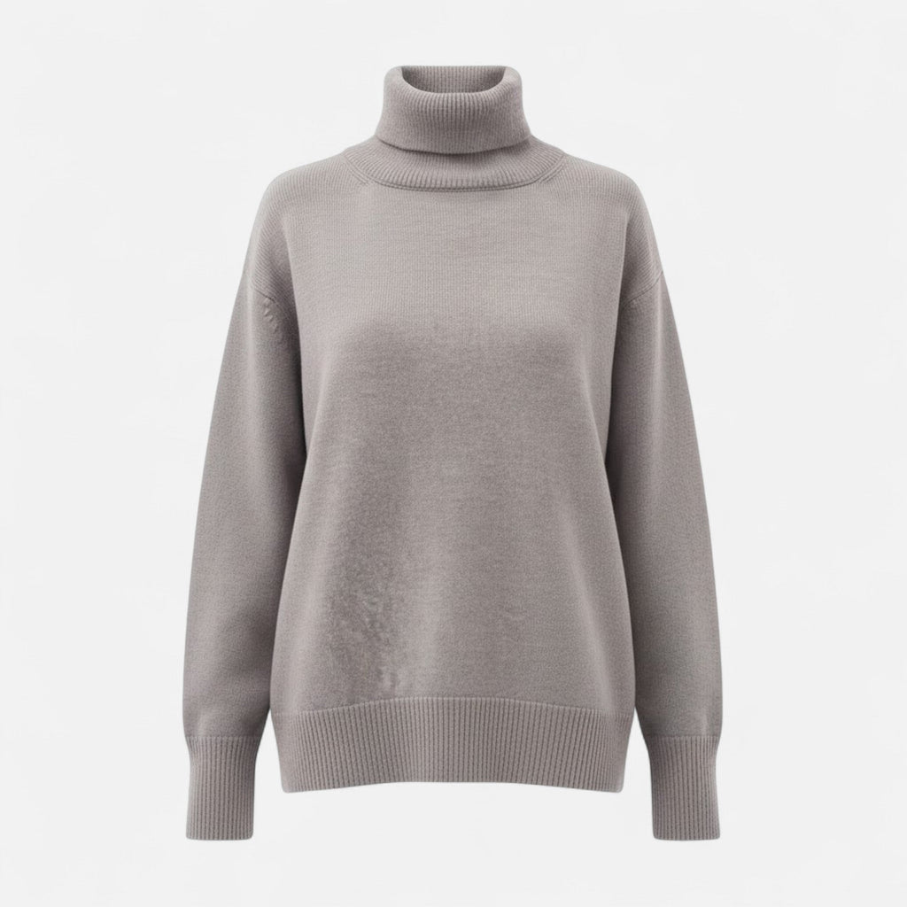 Women's Thick Knit Oversized Woollen Polo Neck Pullover