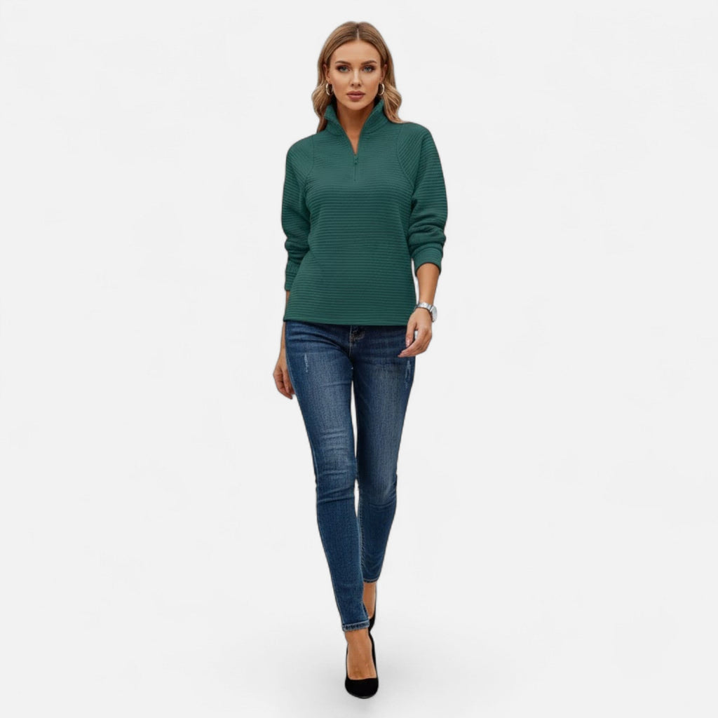 Women's Stand-Collar Zip Knitted Pullover