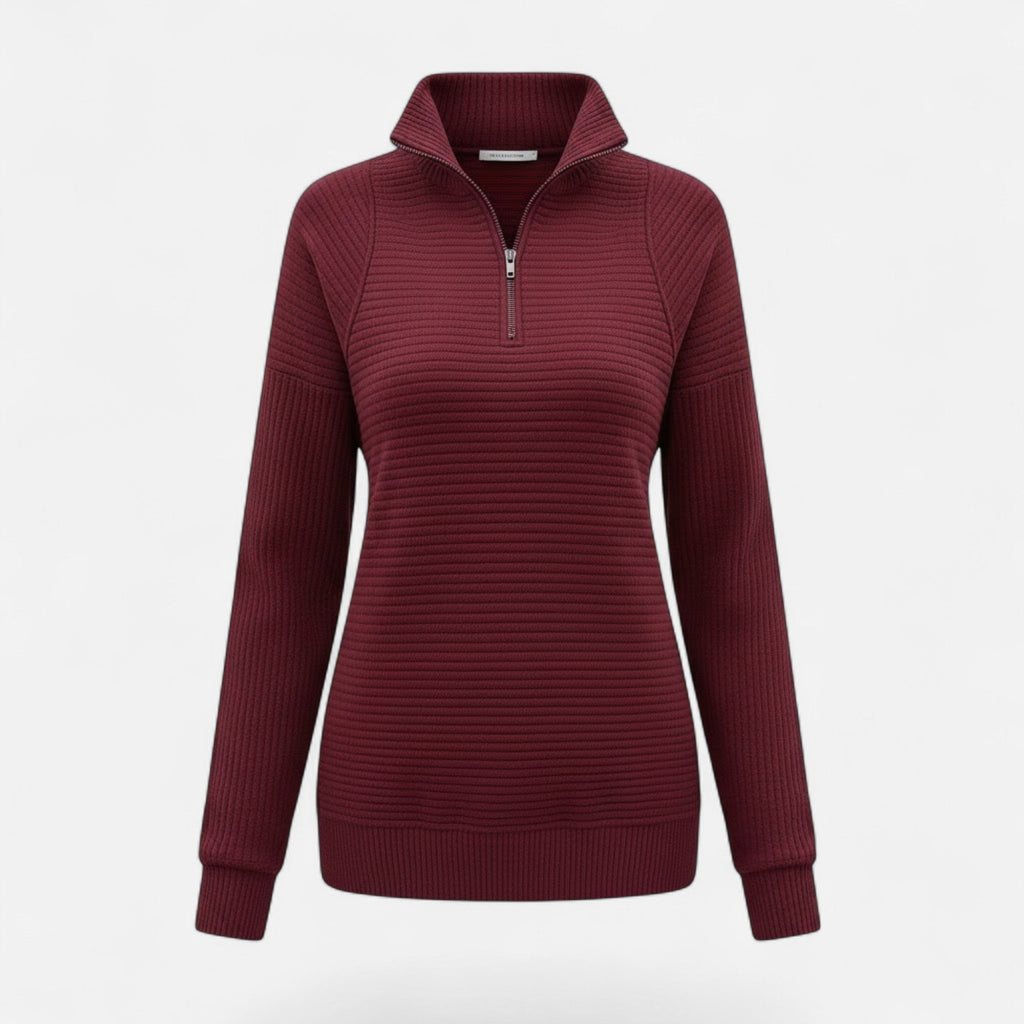 Women's Stand-Collar Zip Knitted Pullover