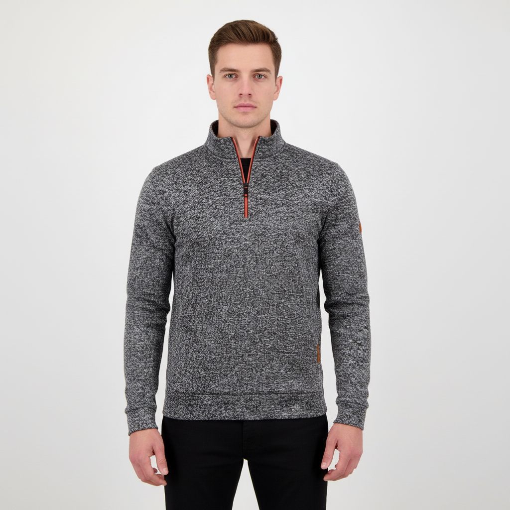 Men's Marled Funnel Neck Quarter-Zip Pullover