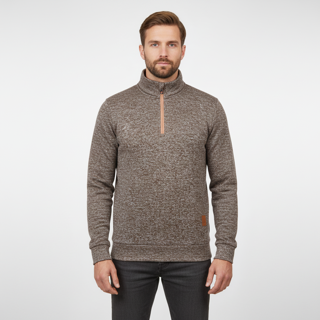 Men's Marled Funnel Neck Quarter-Zip Pullover